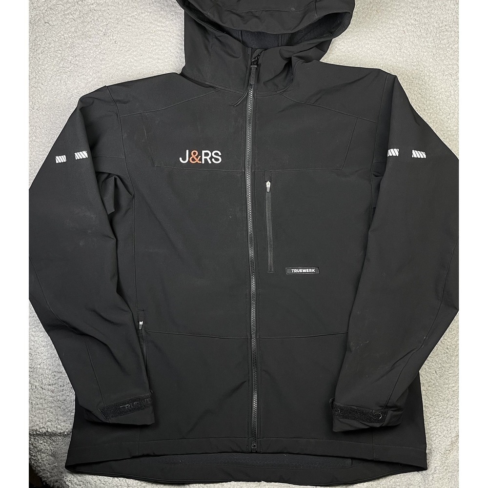 Truewerk Jacket Mens XL Black S3 Solution Hoodie Softshell Workwear Full Zip